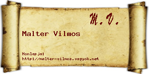 Malter Vilmos névjegykártya